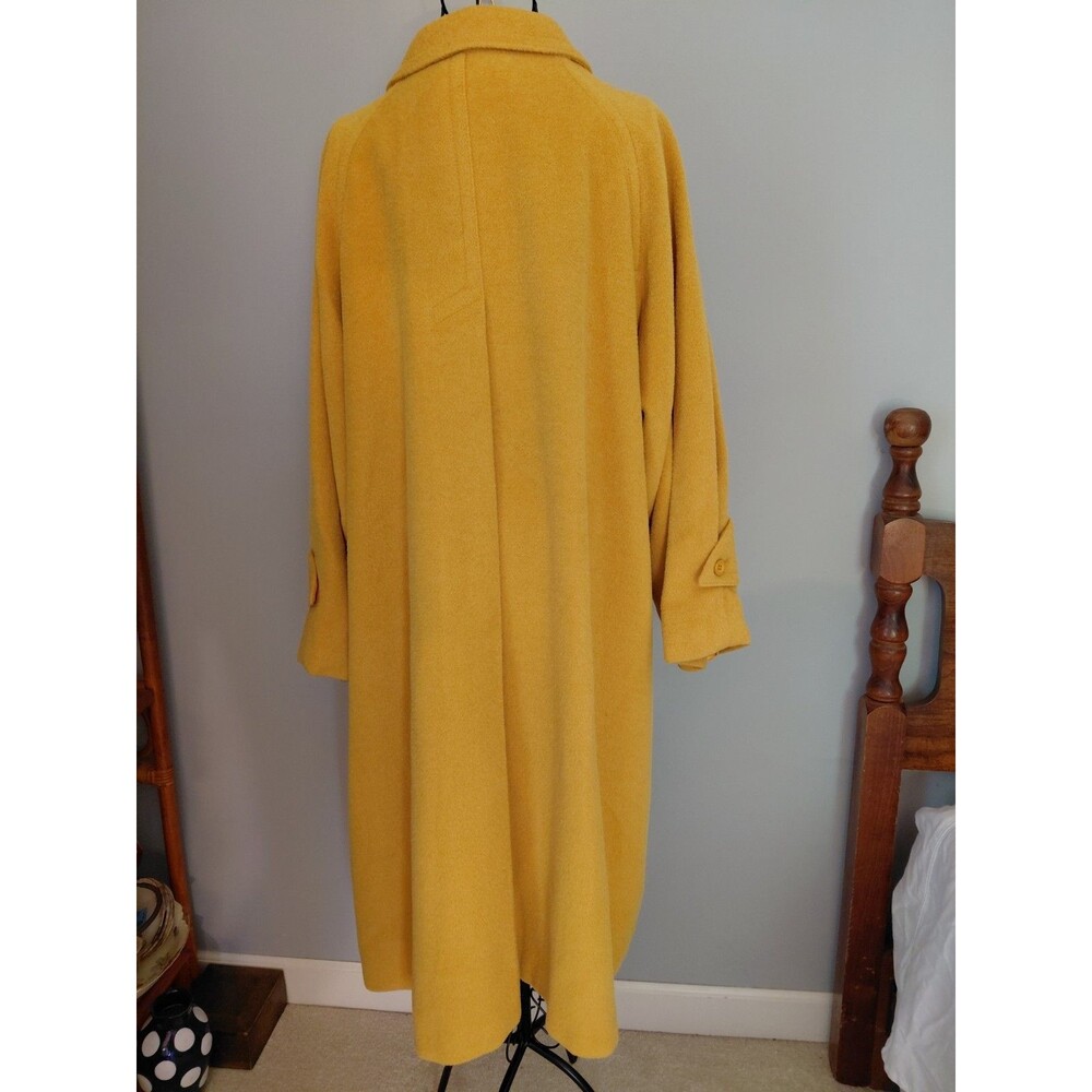 Vintage Harve Bernard Long Mustard Yellow Coat Womens sz L Retro - Picture 3 of 5